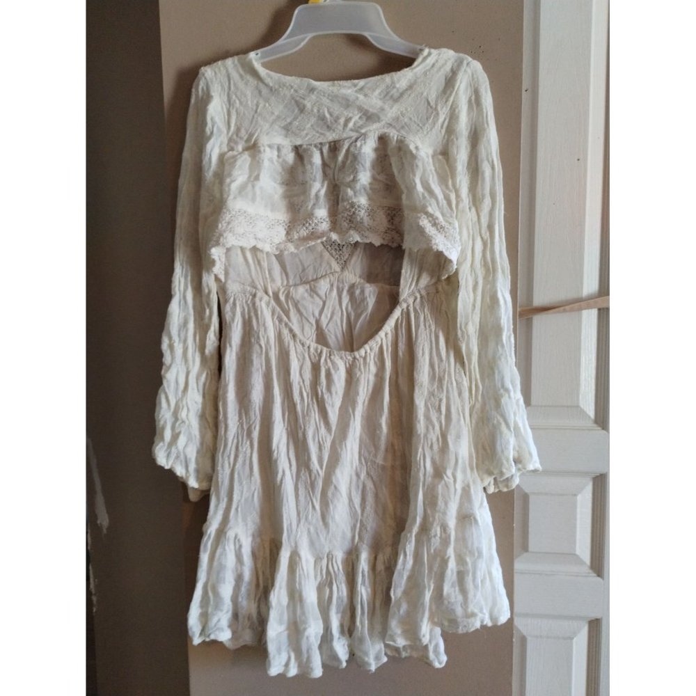 Free People Bohemian Cottagecore Cream Gentle Dreamer Dress Size Small - Picture 3 of 10